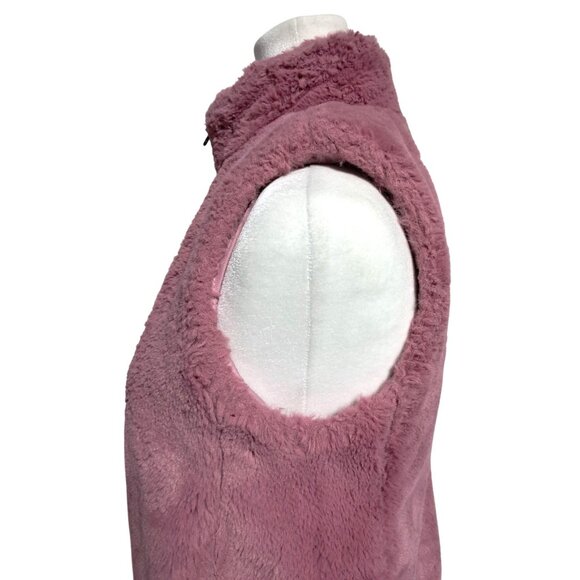 J.Crew Factory Faux Fur Teddy Vest Guava Berry Pink XS Cozy Zip Barbiecore - Picture 7 of 12